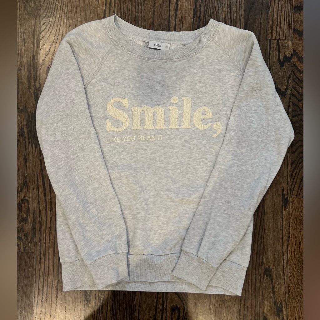 Gently Worn Closed Grey Smile Like You Mean It Crew Neck
